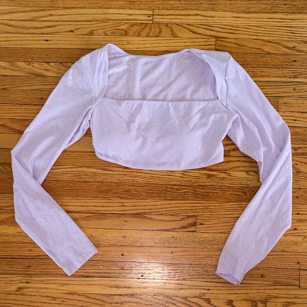 Aerie Lavender Long Sleeve Crop Top